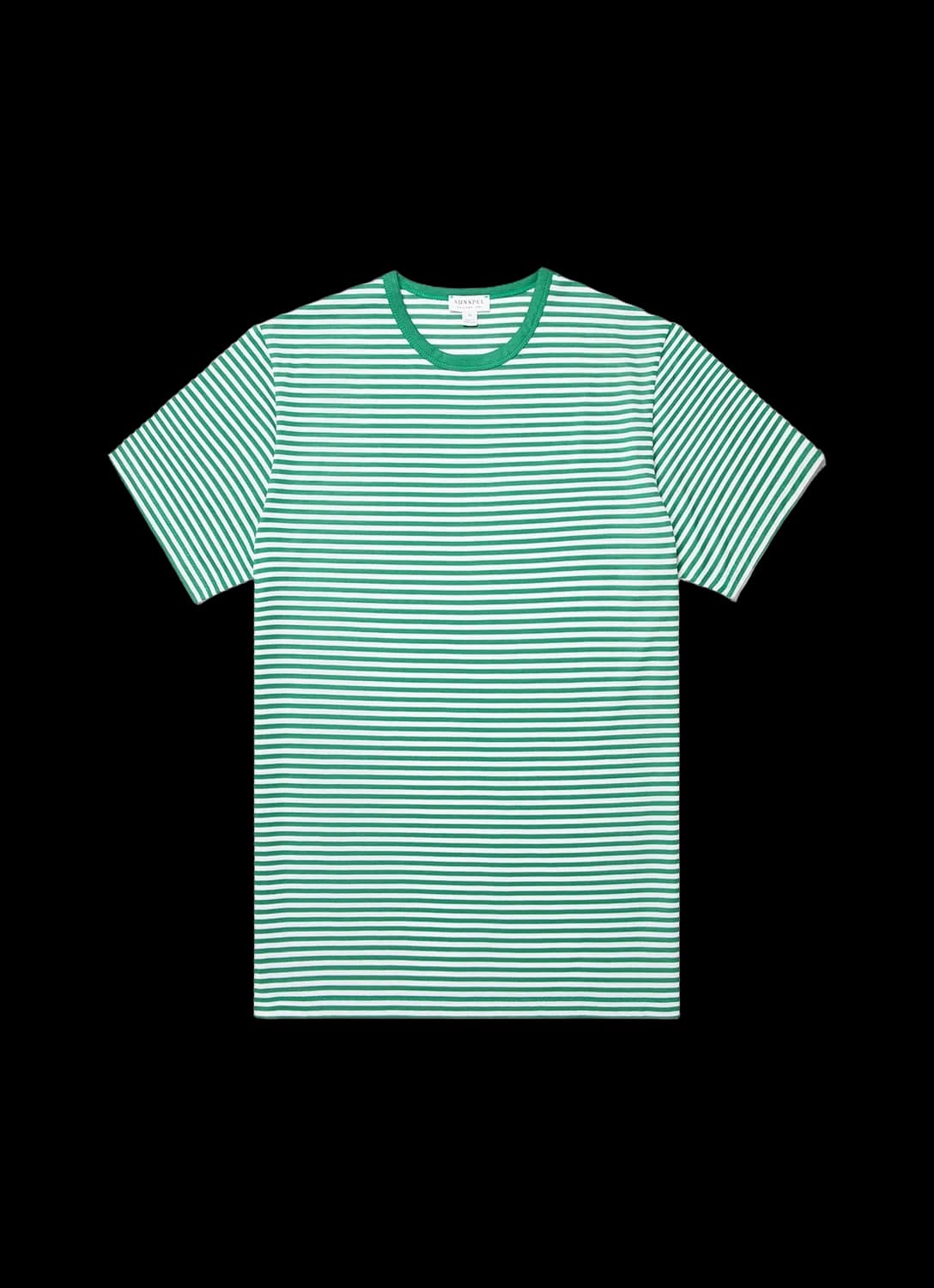 Men's Classic T-shirt in White/Bright Green English Stripe