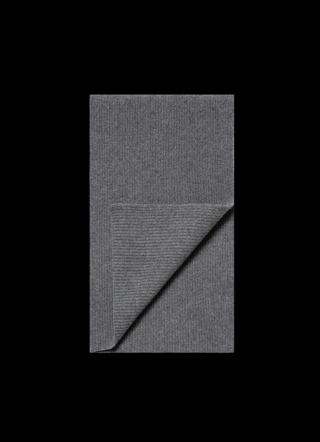 Cashmere Ribbed Scarf in Grey Melange
