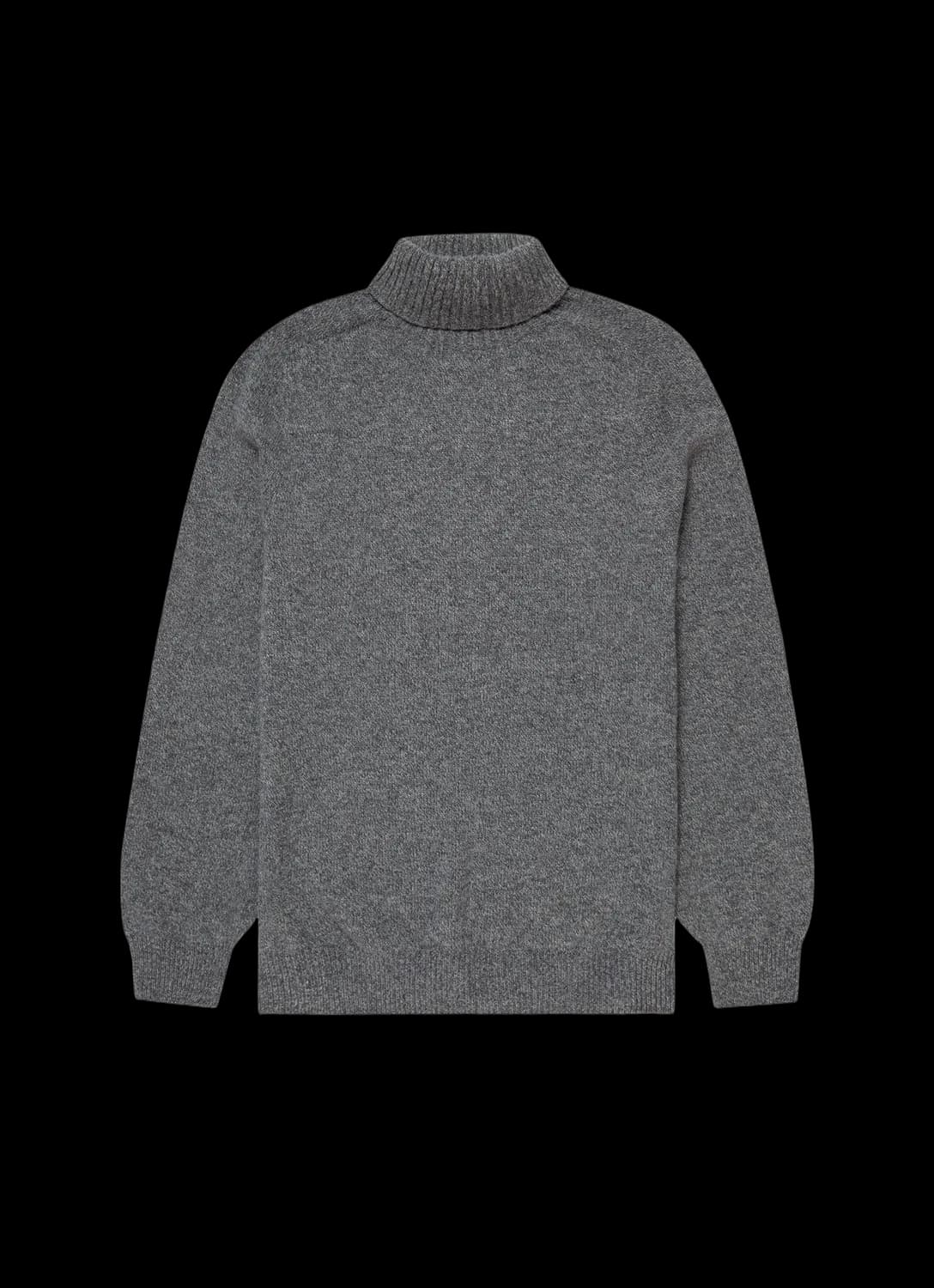 Men's Lambswool Roll Neck in Mid Grey Melange