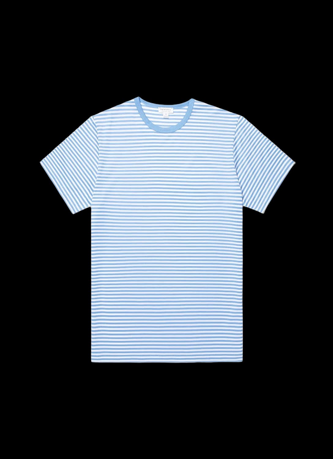 Men's Classic T-shirt in White/Azure Blue English Stripe