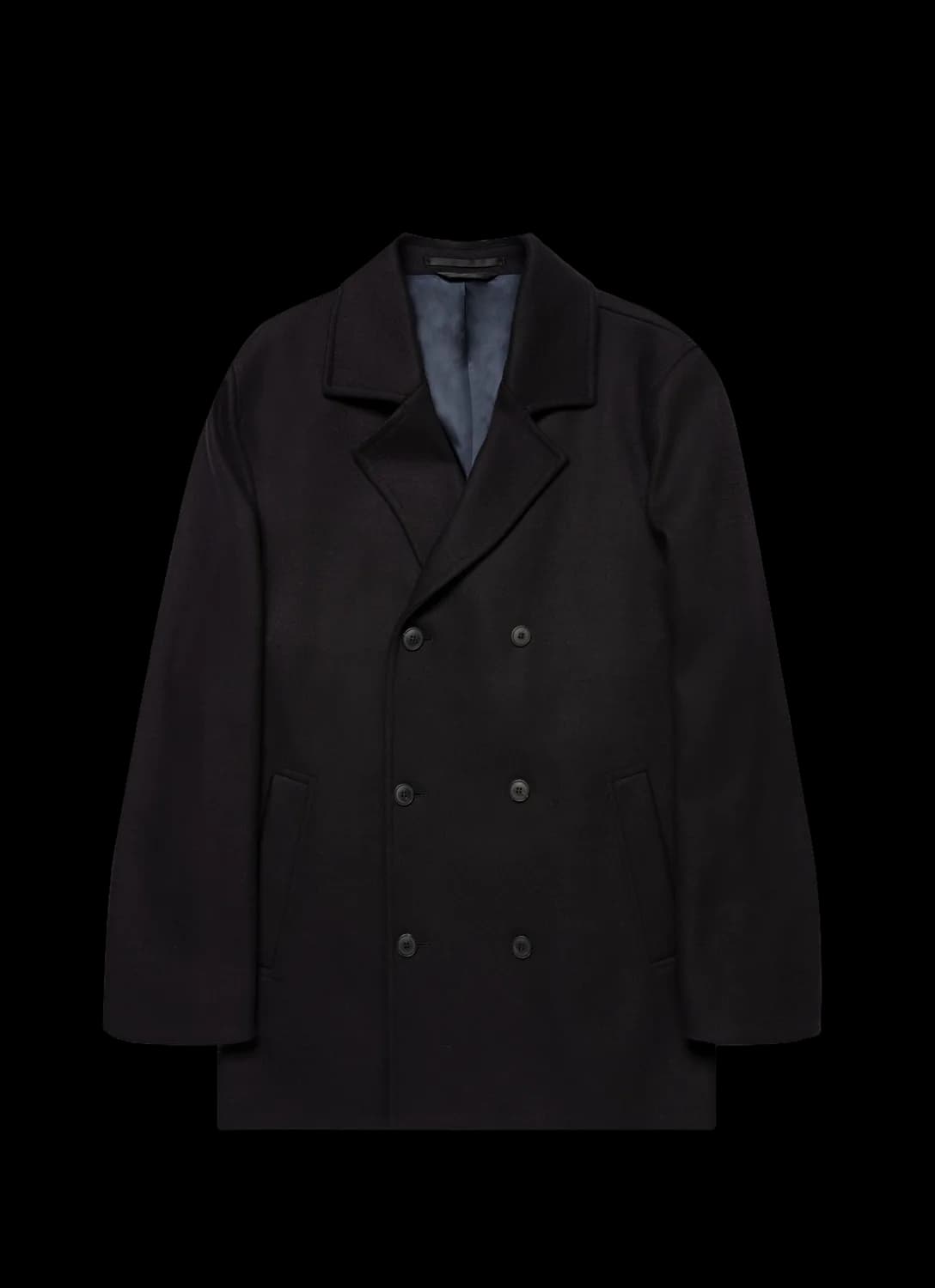 Men's Boiled Wool Pea Coat in Navy