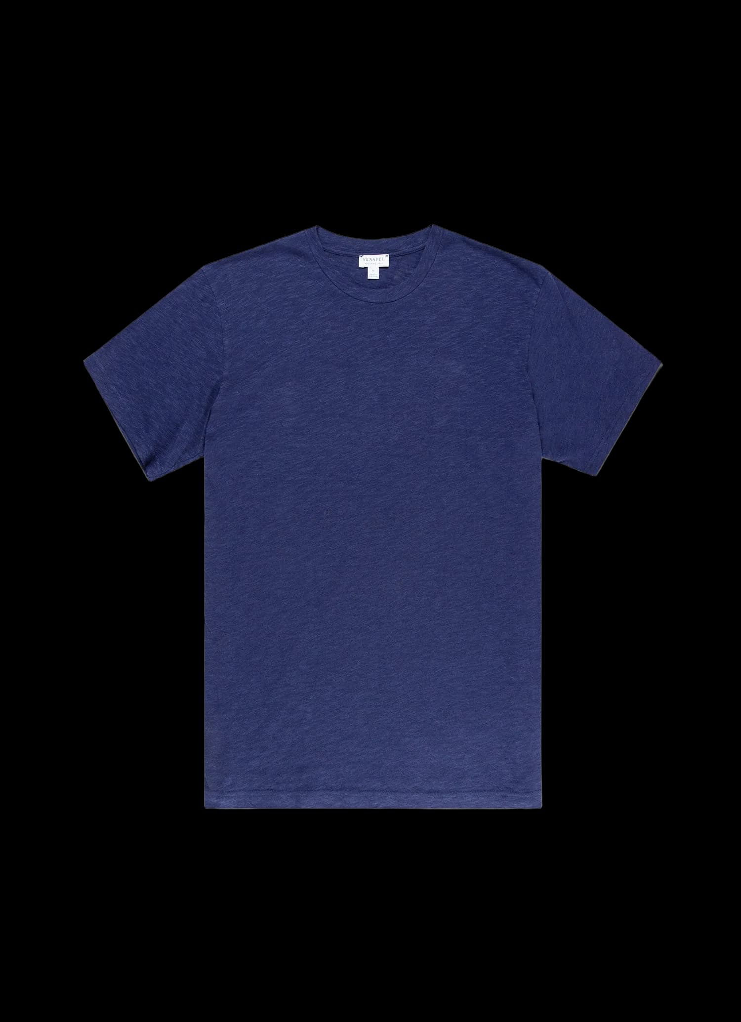 Men's Cotton Linen T-shirt in Ink Blue