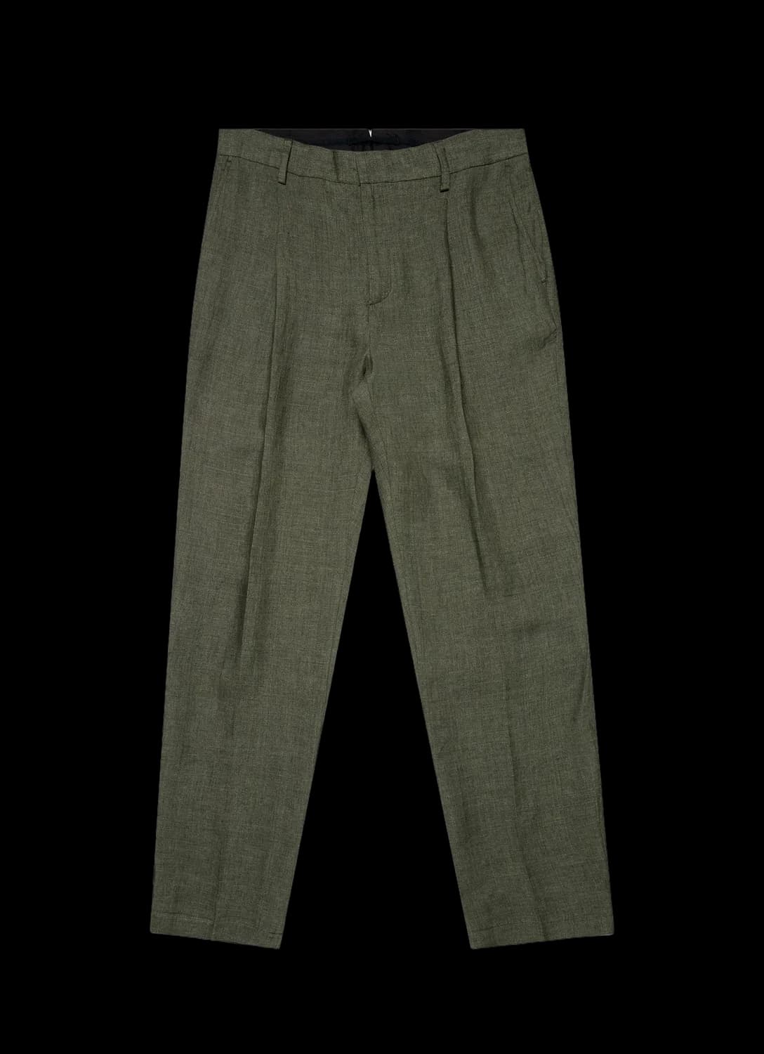 Men's Pleated Linen Trouser in Hunter Green