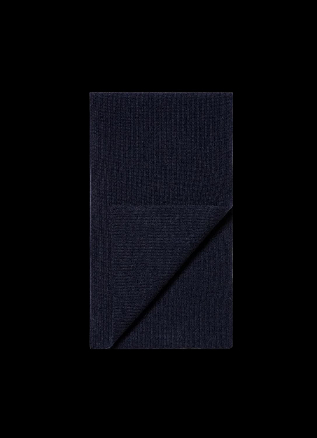 Cashmere Ribbed Scarf in Navy