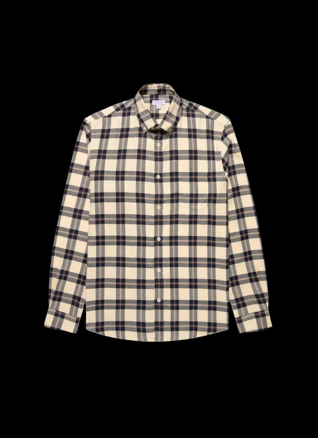 Men's Button Down Flannel Shirt in Truffle Check