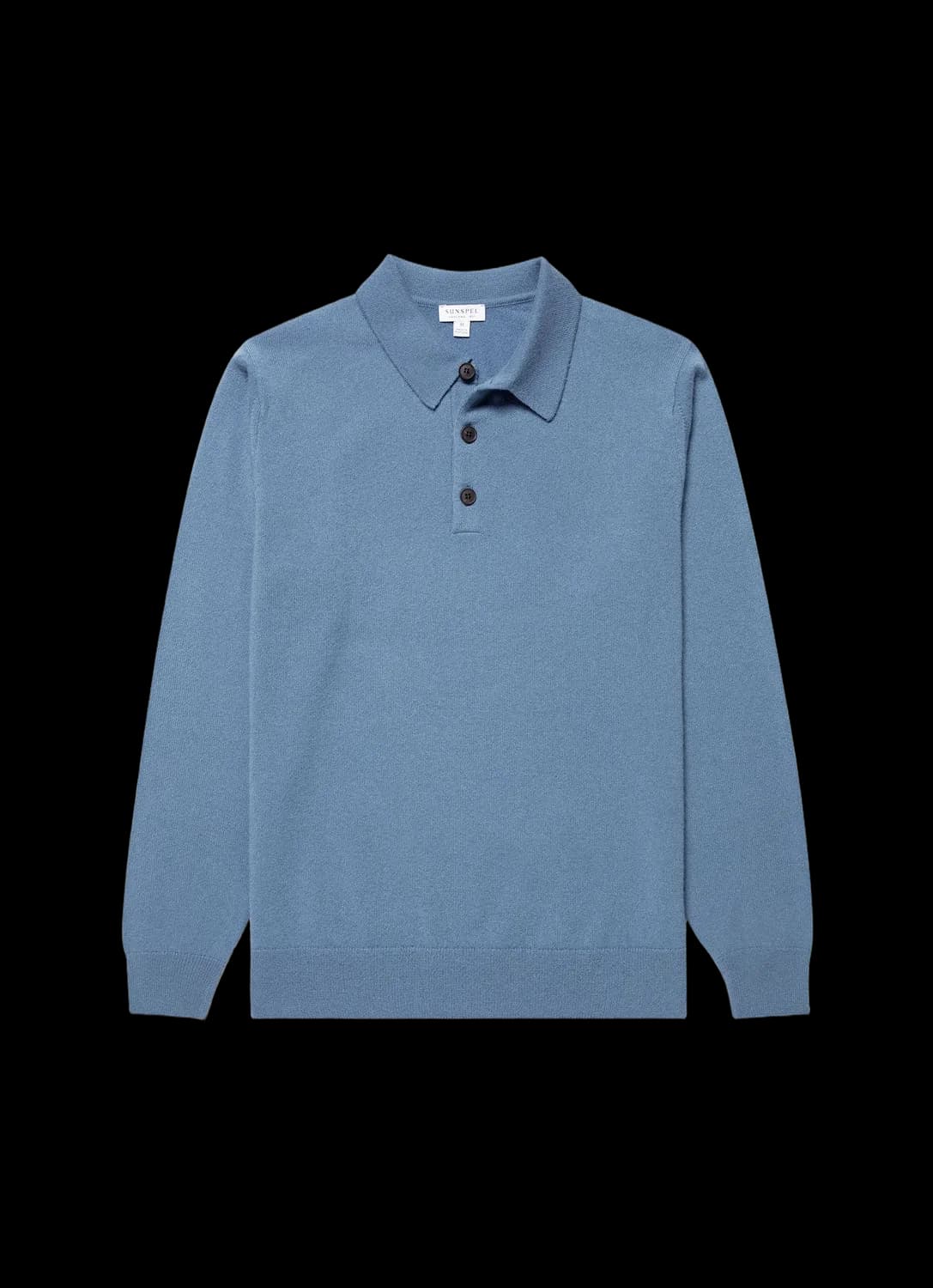 Men's Cashmere Knitted Polo Shirt in Powder Blue