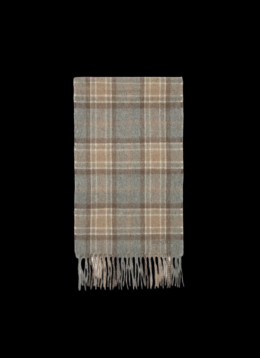 Men's Cashmere Scarf in Sandstone Check