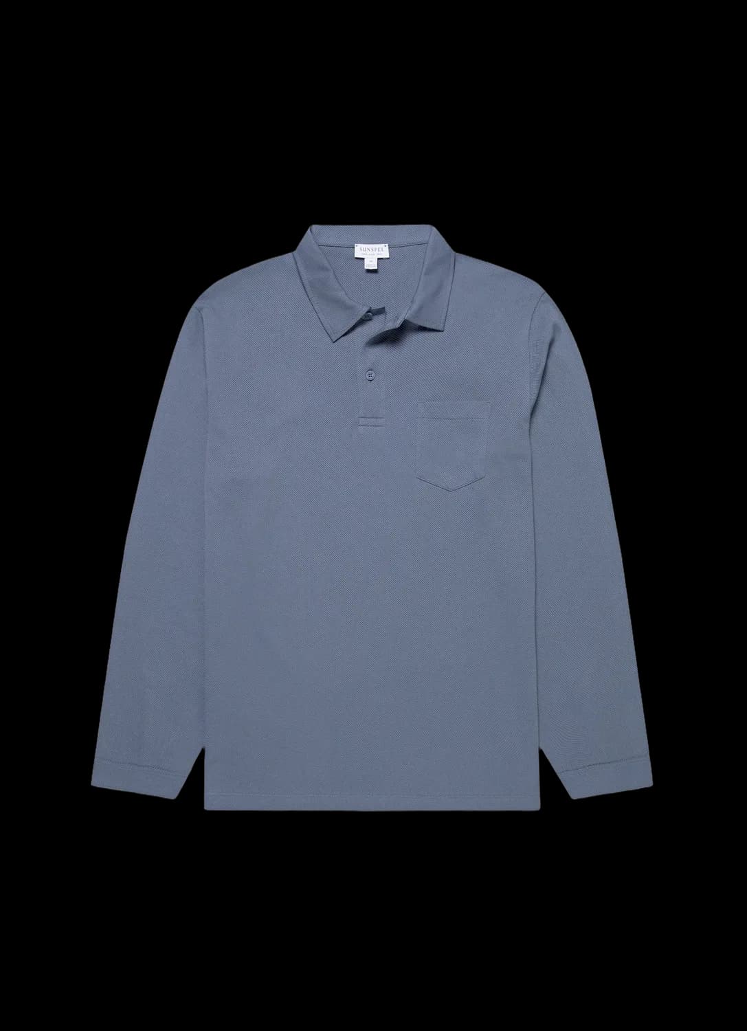 Men's Long Sleeve Riviera Polo Shirt in Selvedge Blue