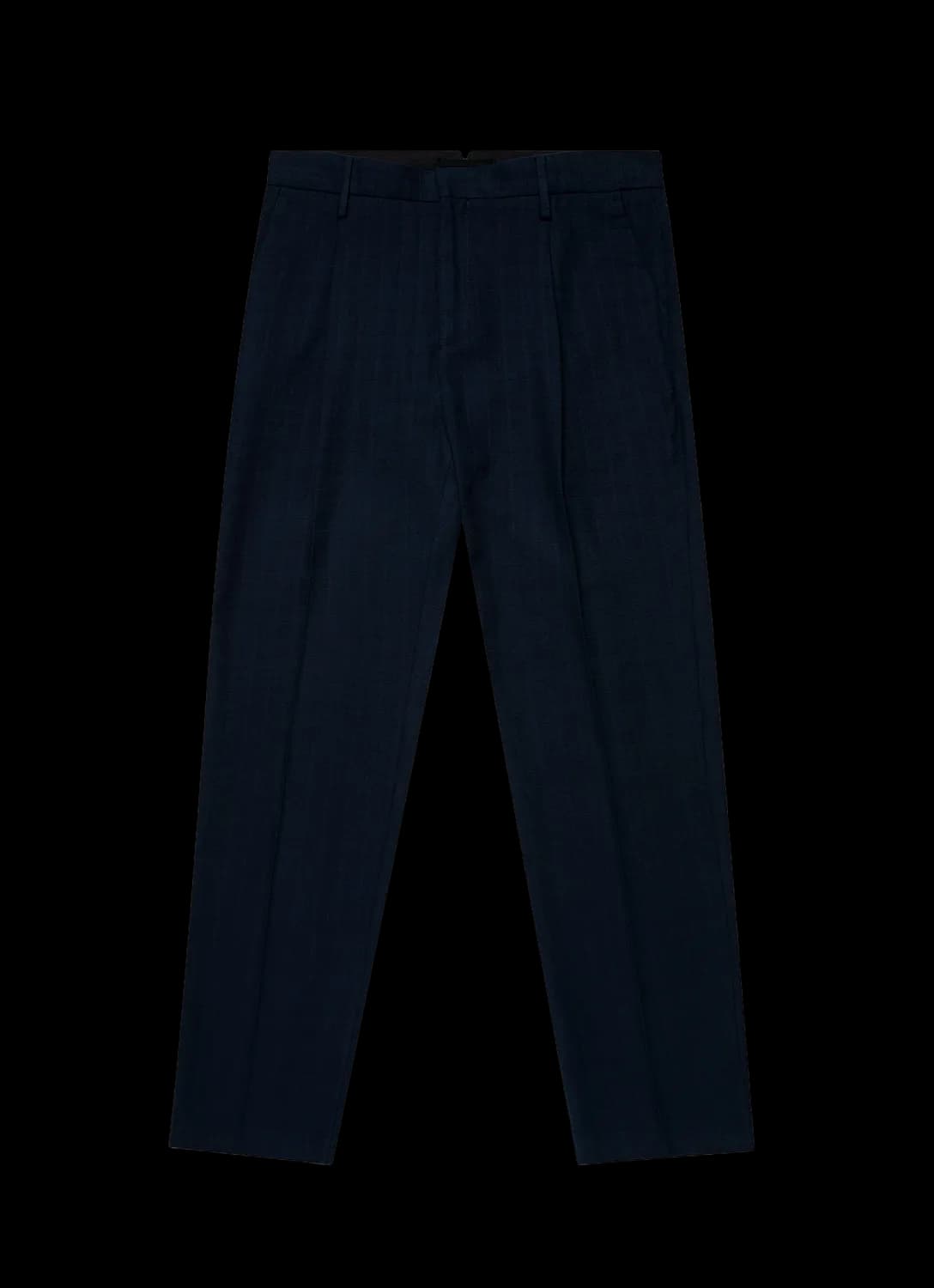 Men's Cotton Raffia Pleat Trouser in Navy