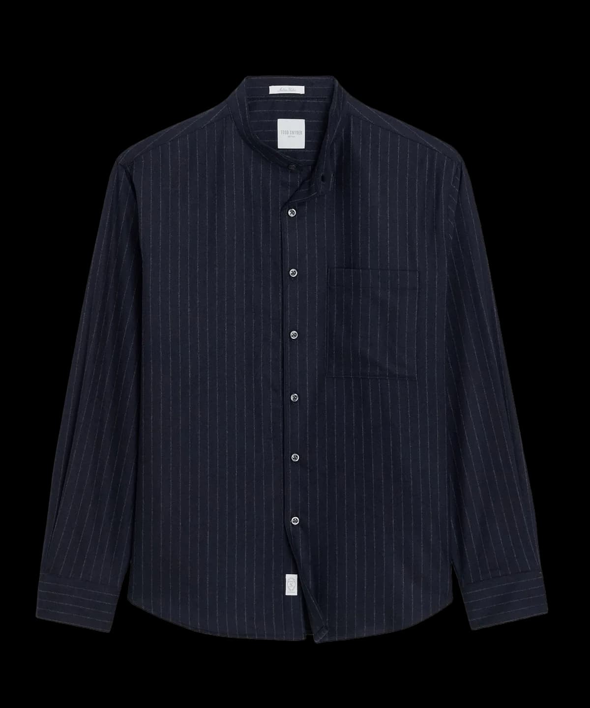 Italian Wool-Cashmere Band Collar Shirt