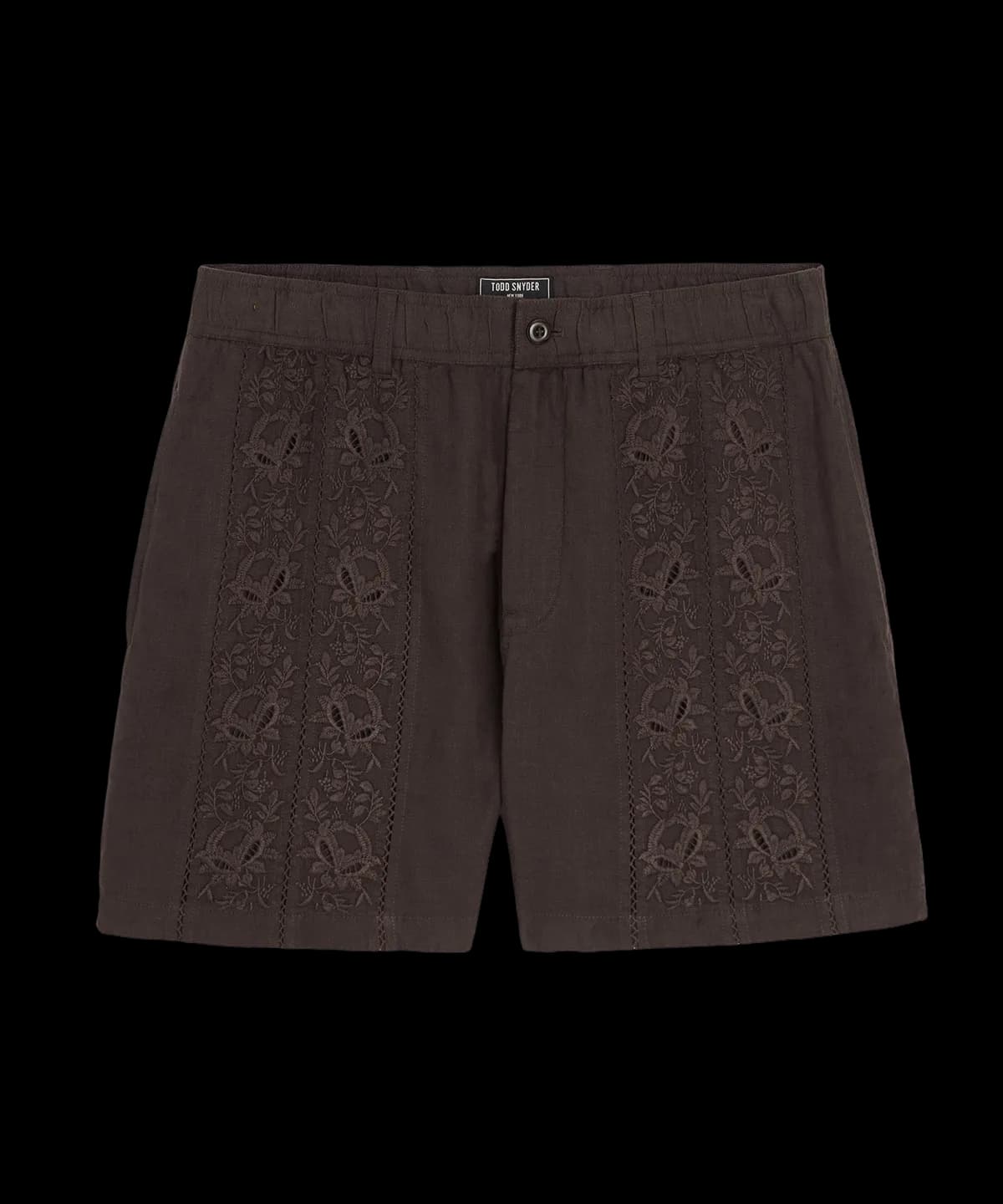 5" Embroidered Linen Beachcomber Short
